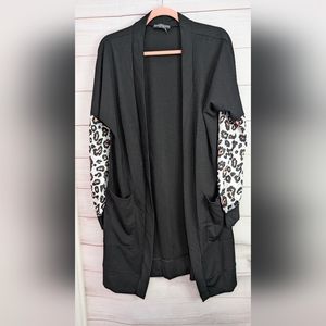 Nwot Floral Blooming Plus Size Open Front Blazer 🐆 Leopard Deatails SiZe 2XL